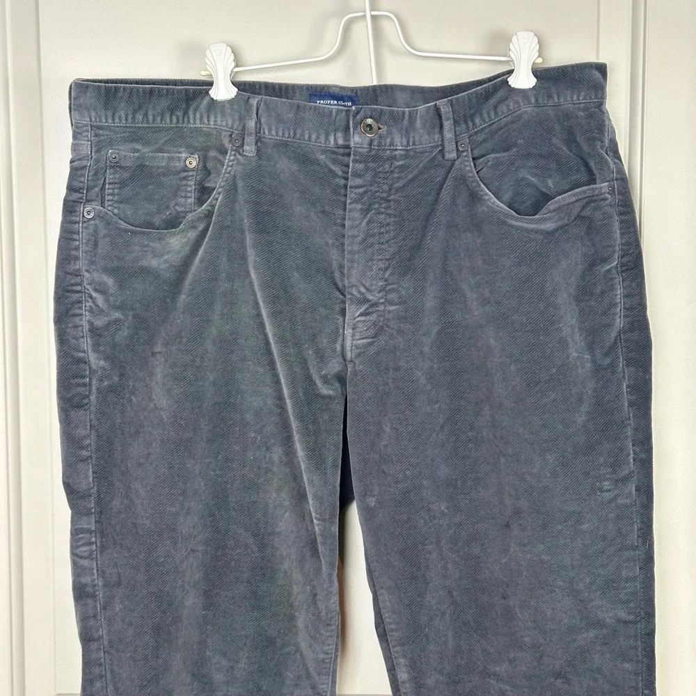 Proper Cloth Mens Corduroy Pants Gray Casual Straight Leg Trousers 41